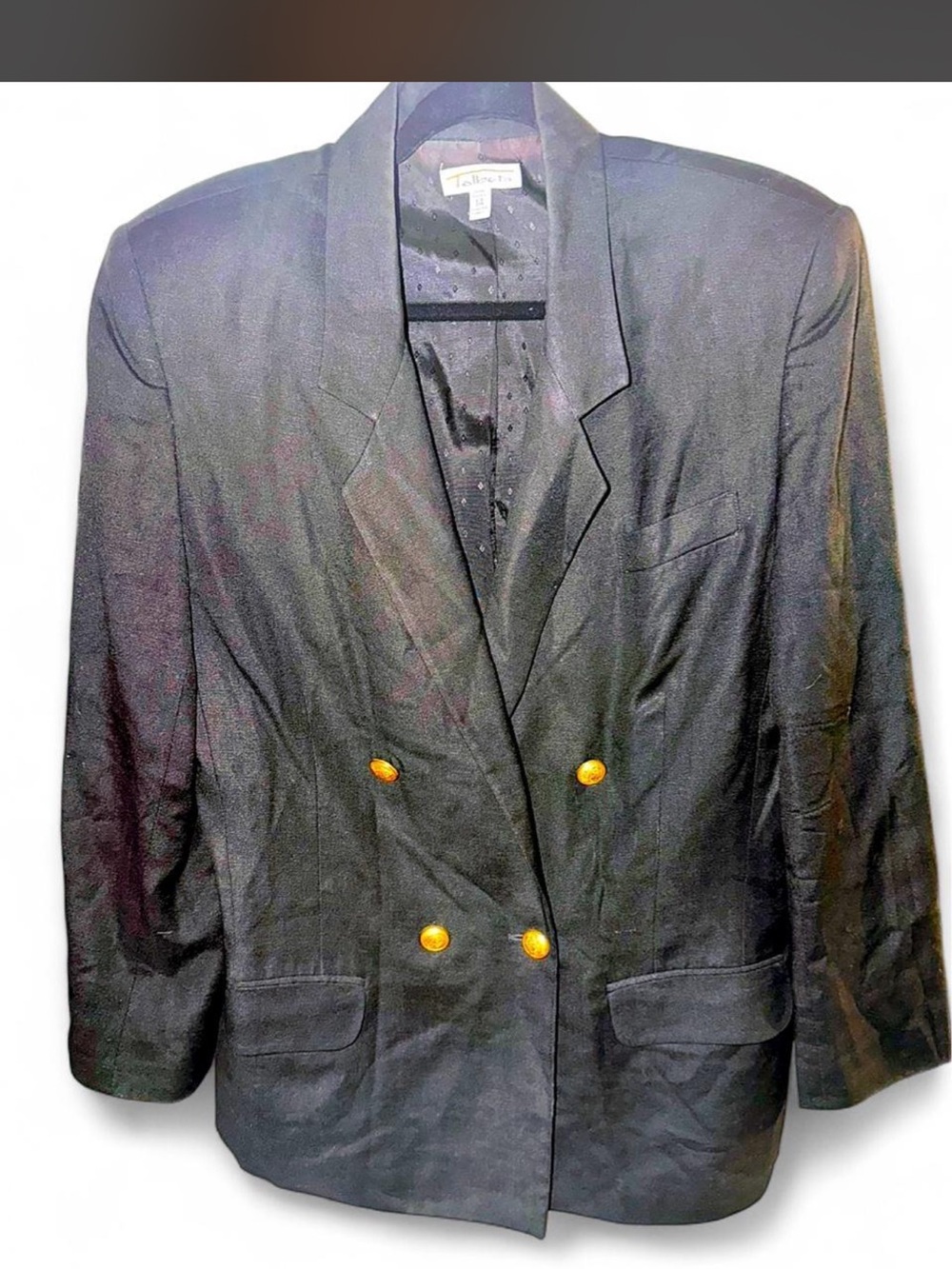 Talbots Black Double-Breasted Blazer with Gold Buttons - Picture 2 of 5